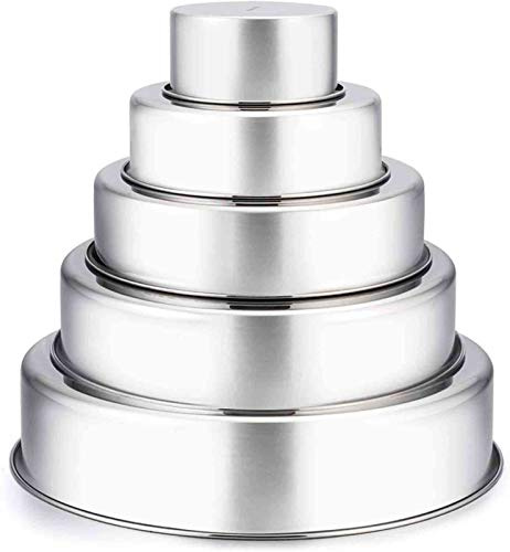 TeamFar Cake Pan, Stainless Steel Round Baking Tier Cake Pans Tins Set of 5
