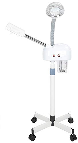 Instrumento de belleza para sauna facial, vaporizador facial con lámpara LED de luz fría y 5 lupa, nano iones de vapor caliente con cuatro soportes para el cuidado de la piel