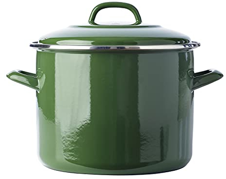 BK Indigo Holländisches Erbe Deutscher Emaillierter Suppentopf mit Deckel mit PFAS-Freier Keramik-Antihaftbeschichtung, 24 cm/8,7 Liter, Induktion, Spülmaschinenfest, Backofenfest, Grün