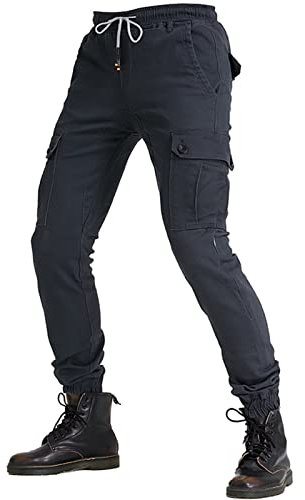 BEDSETS Hombres Pantalones De Motociclismo, Pantalones de Moto Para Hombre, Pantalones de Mezclilla, Pantalones de Motocross, Jeans Con 2 Pares de Almohadillas Protectoras (Grey,XXS)
