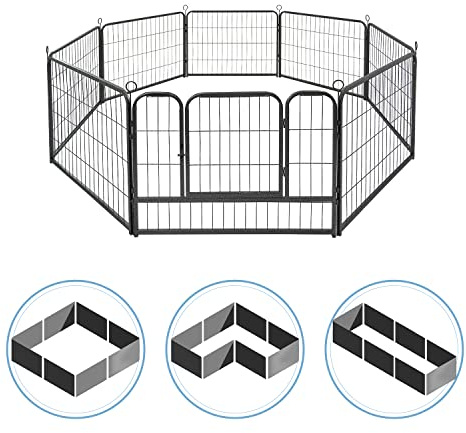 Fencer Wire Foldable Outdoor/Indoor Pet Playpen with Gate, Available in 24/32/40 Height Metal Portable Kennel, Heavy-Duty Exercise Fence Cage 8/16/24/32 Panels for Large/Medium/Small Dog, Animals