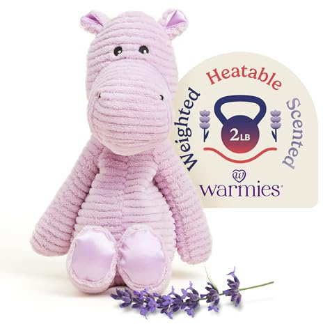 warmies Microwavable & Weighted Stuffed Animals, Hippo - Soothing Heated Stuffed Animal - Dual Heat & Chill Comfort - Calming Comfort for Adults & Children (Boys, Girls, Babies & Toddlers)