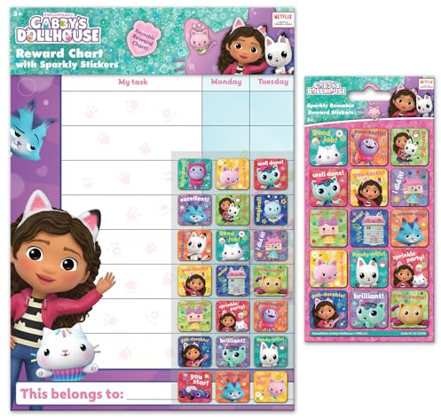 Paper Projects- Netflix Gabby's Dollhouse Grand Tableau Quotidien récompense supplémentaires | Produit sous Licence Officielle | Comprend des Autocollants réutilisables, 01.70.24.102, Violet