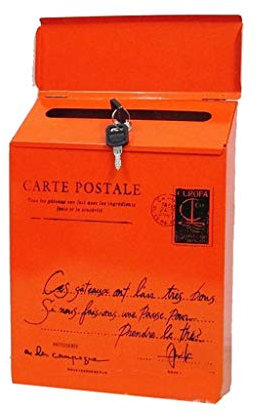 Buzones de Seguridad con Cerradura montados en la Pared Buzón de Arte de Hierro Retro Americano 2 Llaves Multicolor Opcional para Bodas en la Pared Exterior (Color: Naranja Tamaño: B)