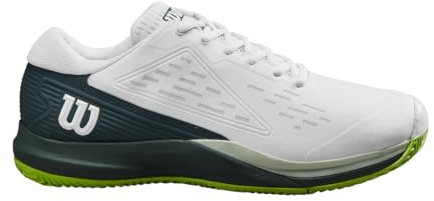 Wilson Rush Pro Ace Tennis Shoe for Clay Court, Men's, Size 10, White/Ponderosa Pine/Jasmine Green