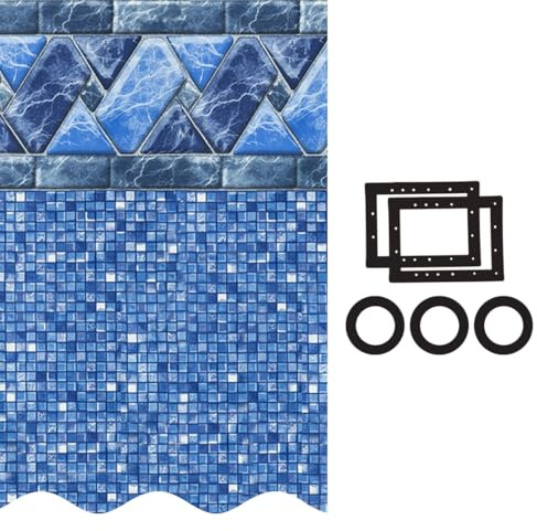 Smartline 15 ft Round Pool Liner | Stone Harbor | UniBead Style | 48-Inch Wall Height | 20 Gauge Vinyl | for Steel Sided Above Ground Pools | Gasket Kit Included