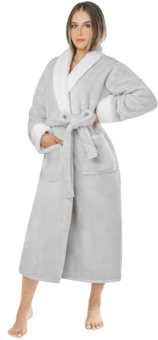 LEBENGOOD Robe de Chambre Femme Hiver, Peignoir Polaire, Sortie de Bain Chaude, OEKO-TEX®,Perla M