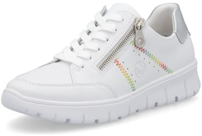 Rieker Damen Low-Top Sneaker N1313, Frauen Halbschuhe, lose Einlage,straßenschuhe,Strassenschuhe,Sportschuhe,Freizeitschuhe,Weiss (80),40 EU / 6.5 UK