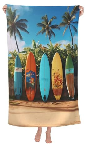 LKWSCGHM Surf's up Surfboard Beach Towel 52 x 32 in Vacation Essentials Quick Dry Sand Free Pool Swim Towel Super Absorbent Bath Towels Oversized Gym Towels Travel Blanket Gift
