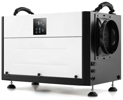 GOPLUS Avfuktare, Byggtork med 3 lägen och 24-timmars timer, Industriell torktumlare med avloppsslang och digital display, Automatisk avfrostning, Fristående och Väggmonterad (Vit, 27-73 l/dag)