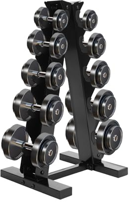 BAOCHADA A-ram hantelställ endast stativ, 5-delad stålvikt hantel rack max lastkapacitet 100 kg för hem gym hantelställ (tumbbells ingår ej)