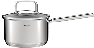 Rostique 16 cm Edelstahl-Topf mit Glas Deckel, für alle Herdarten geeignet, Frei von PTFE, PFAS und PFOA