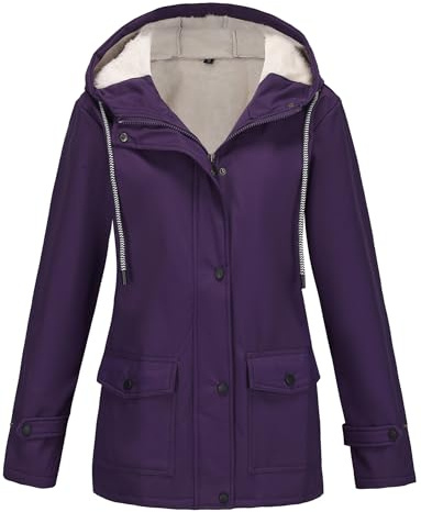 Maeau – Chaqueta de invierno para mujer con capucha con cremallera forro polar grueso abrigos impermeables S-3XL