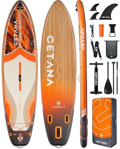 CETANA Tabla de Paddle Surf Hinchable 351cm con Accesorios Incluidos de Primera Calidad, Remo Ajustable, Bomba de Mano, Mochila de Transporte. 351 x 89 x 15 cm, Soporta hasta 204Kg