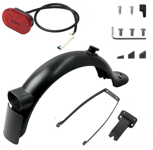 XUXLEKK Guardabarros Trasero para Scooter, Guardabarros Trasero para Patinete Eléctrico, GuardabarrosTrasero Scooter, Patinete Repuesto Accesorios, con Luz Trasera, Soporte, Fácil Instalación