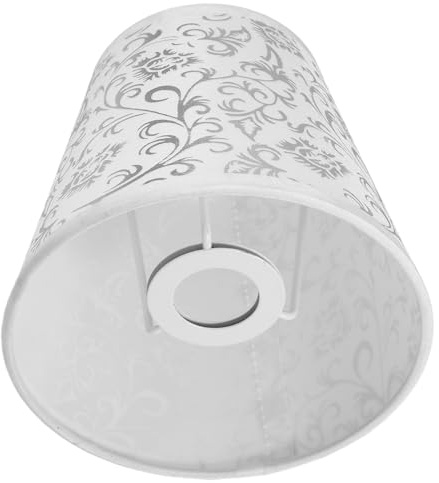 VOSAREA Stoff Lampenschirm Klein für Kronleuchter Wandleuchte E14 Fassung Silber Gemustert Ersatzschirm für Wohnzimmer Schlafzimmer Gedämpfte Beleuchtung
