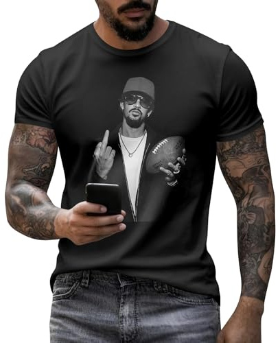 Bad T-Shirt Unisexe Bunny à Motif Lapin Imprimé Recto Verso Bunny Produits Dérivés Manches Courtes Pour Les Fans De Football Américain 03-Noir M