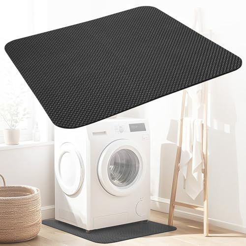 KNJOMZIE Alfombrilla antivibración para lavadora 60 x 60 cm, base de PVC antideslizante, alfombrilla de lavadora que absorbe los golpes, impermeable y estable para secadoras y electrodomésticos