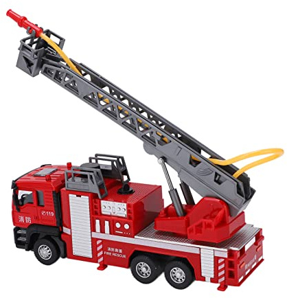 Rcniso 1:50 Alloy Scale Fire Truck Model with Rotating Table for Kids 3 Years and Up Red Zinc Alloy Fire Car Toy