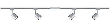 Paulmann 96897 Juego URail Sistema de raíles Cover máx. 4x10 W, raíl de iluminación, Cromo Mate/Cromo, lámpara, Metal, plástico, riel de Techo GU10