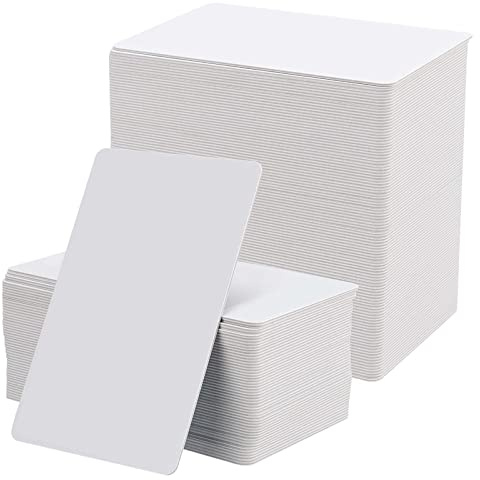 JEUIHAU 250 biglietti da visita bianchi spessi 0,76 mm, in PVC bianco, biglietti da visita vuoti in plastica, 85,5 x 54 mm