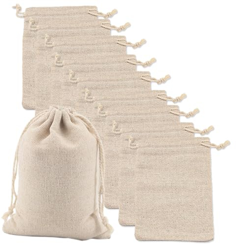 SLTAXAR 10 Stück Baumwollsäckchen 20x30cm Säckchen Baumwolle zum Befüllen Baumwolltasche mit Kordelzug Stoffsäckchen mit Zugband Jutesäckchen Stoffbeutel Groß Baumwolltasche für Weihnachten Geschenk