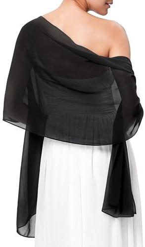 MELLIEX Bufanda de Gasa Mujer, Bufanda Chal Estola Negra Pañuelo Foulard Ligera Pashmina Estolas para Fiesta, Playa, Uso Diario, 200 x 85 cm