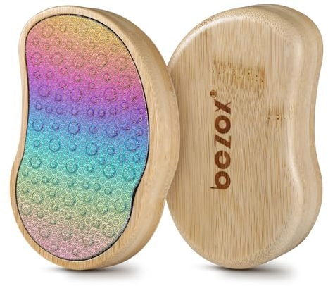 BEZOX Fußfeile und Hornhautentferner (neues Upgrade) – Fußraspel, Pediküre-Werkzeug zur Entfernung abgestorbener Haut, Fußschaber, Feile aus chirurgischem Edelstahl und bequemer Holzgriff