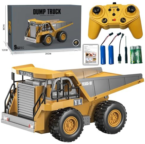 LioMaxi 9-K ferngesteuerter Kipp-LKW, Maßstab 1:20, vier Räder mit Licht und Sound - Spielzeug für Kinder - Geschenk