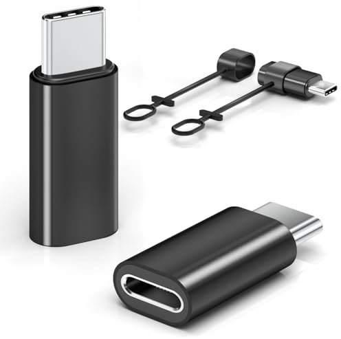 Zestiq adattatore da Lightning a USB C, 2 pezzi adattatore da Lightning a USB-C per iPhone 16/16 Pro/16 Pro Max/16 Plus/iPhone 15/iPhone 15 Pro, Galaxy S24/S23, iPad, non per audio/OTG, Nero