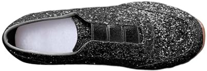 Sneaker dam glitter löparskor – platta slip-on sneakers sportskor – lätta bekväma promenadskor, fritidsskor utan skosnören löpning skor joggingskor, träningsskor, damskor, svart, 38 EU