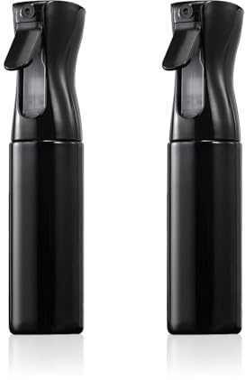 Henyall Spray Bottles,Empty Hair Spray Bottles 2X300ml,Fine Mist Water Spray Bottle,Durable Trigger Sprayer Refillable Plastic Spray Bottle for Hair,Plants, Gardening,Home Clean,Black