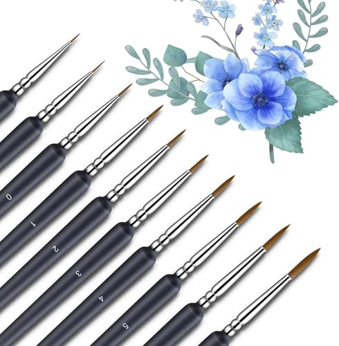 elzle Artist Paint Brushes,10 PCS Miniature Fine Paint Brush for Detailing & Art Painting,Water Color, Acrylic Oil, Gouache, Ink, Model, Art Supplies Paintbrushes for Artists Beginners