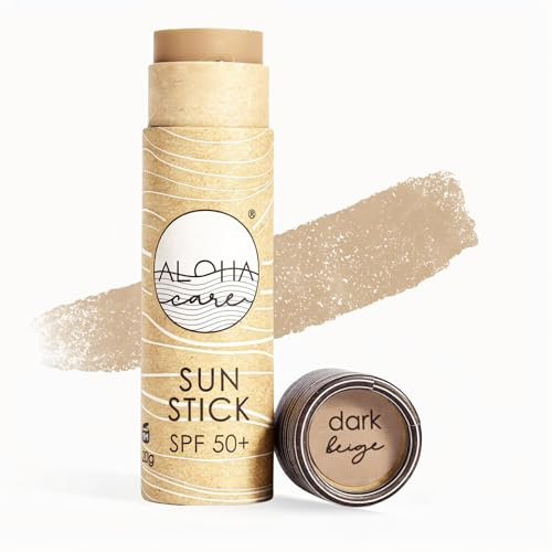 Aloha Sun Stick SPF 50+ | Protection solaire minérale pour le visage pour le surf | Eco Paper Stick 20 g (beige foncé)