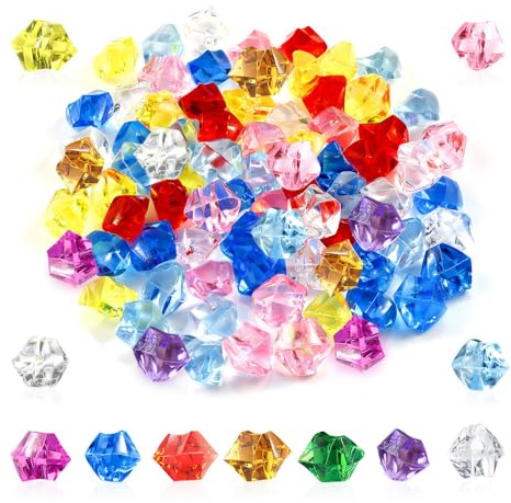 HMCEY 200 Pezzi Gemme per Bambini,Cristalli Decorazione da Tavolo,Pietre Decorative per Vasi,Pietre Preziose Colorate per Decorazioni per Artigianato, Caccia Al Tesoro Pirati, Feste - Multicolore