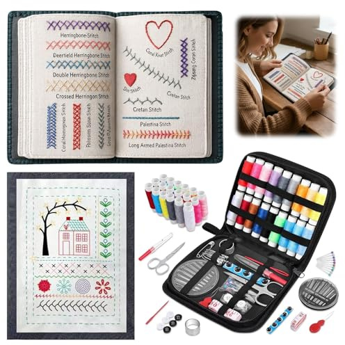 magimagi Embroidery Stitch Book, 86 PCS DIY Embroidery Book Kit, 2026 New Cross Stitch Kit, with Embroiderer Guide, Ideal Gift for Beginners and Craft Lovers