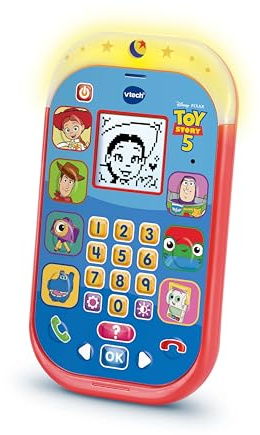 VTech Toy Story 5 Learning Phone, English | Official Toy Story 5 phone, 7 games and 10 number buttons for learning play and calls with Toy Story characters. Ages 3-6