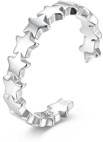 Milacolato Bague d'orteil en Argent Sterling S925 pour Femme | Bands à doigts Ouverts Réglables Hypoallergéniques Bague d'orteil Opal Star Daisy Bijoux de Pied pour l'été à la Plage