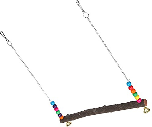 Zerodis Balançoire de Poulet en Bois, Jouet Suspendu, avec Chaîne en Acier Inoxydable, pour Poulailler, Jouet pour Animaux de Compagnie (30x32cm)