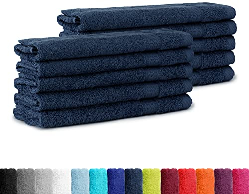 BaSaTex 10er Pack Frottee Gästetücher Set 30x50, Gästetuch aus 100% Baumwolle Öko-Tex Made in Green, Farbe Navy Dunkelblau