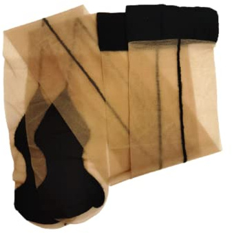 L&L® VINTAGE RETRO SEAMED STOCKINGS WITH CUBAN HEEL 40'S 50'S (L, Nude with black seam)
