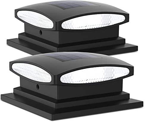 Siedinlar Solar Pfostenkappen Licht Solarlampe Außen Solar Zaunpfosten Lampe Solar Säulenlampe Landschaft Lampe 7x7 8x8 9x9 10x10 Hölzerne Pfäle 2 Stück - Schwarz