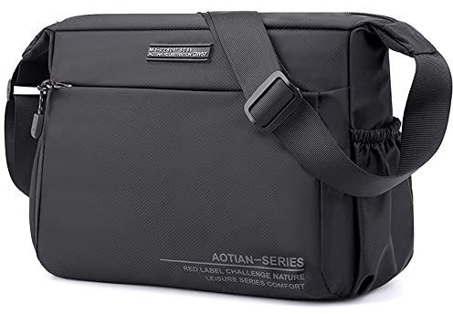 zhongningyifeng Bolsa de hombro para hombres Bolsa de nylon para mensajería Bolso impermeable y ligero para viajar Trabajo al aire libre