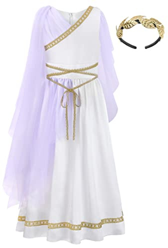 ReliBeauty Déguisement Déesse Grecque pour Enfants Costume Robe Filles,140