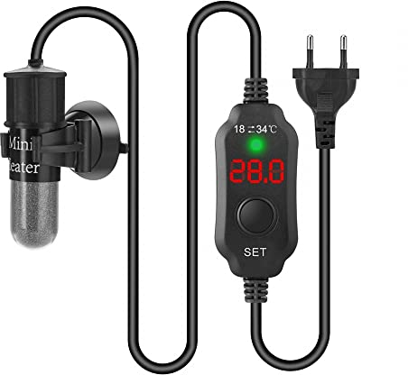 DONGKER Mini Aquarium Heizstab, 10/20/30 W Aquarium Heizung, Digital Aquariumheizer mit Temperatur Controller für 3-8L Fisch Tank/Schildkröte Tank