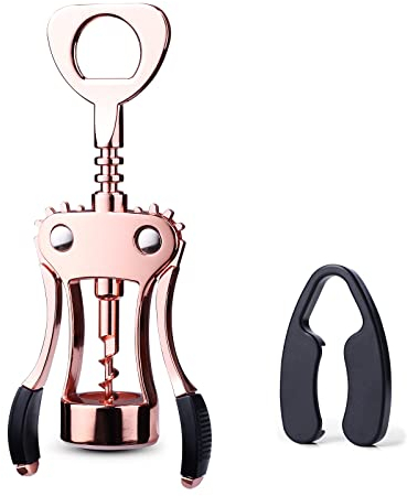 Drincarier Weinöffner, Zink-Legierung Premium Flügel Korkenzieher Weinflaschenöffner mit multifunktionalem Flaschenöffner, Upgrade (Roségold-Öffner mit Folienschneider)……