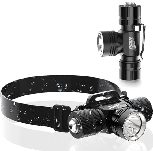 PFSN professioner Scuba Diving Headlamp Rechargeable Dive Light, 3-in-1 Professional Underwater Headlight IPX68 Waterproof, 1200 Lumen Underwater Flashlight for Diving, Caving, Snorkeling