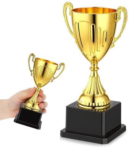 Gold Trophy Award, 7.4 Inch Plastic Trophy Cup Rewards Winning Prize for Sports Tournaments Birthday Football Competitions Spelling Bee Party Favors