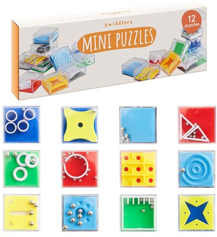 THE TWIDDLERS 12 Mini Cube Brain Teaser Puzzle Box Set - Perfect Stocking Fillers for Kids, Assorted Levels, Ideal for Party Bag Fillers for Kids & Birthday Goodie Bags