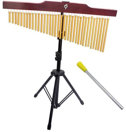 YIWENG 36Chime Wind Chime Gold Single-Row Solid Aluminum Alloy Bar Musical Percussion Instrument with Adjustable Mounting Stand